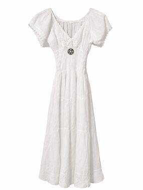 White Eyelet Maxi Dress with Flutter Sleeves